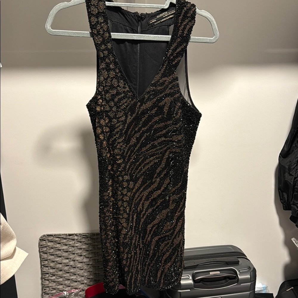 All Saints Black Sleeveless Bodycon Mini Dress